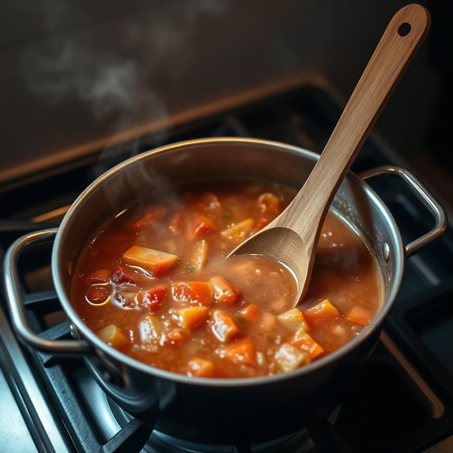 Plat mijoté maison sur le feu